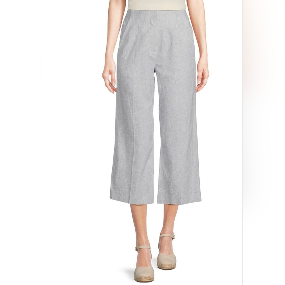 Alex MarieMae Pin-Stripe Linen Blend Cropped Pant